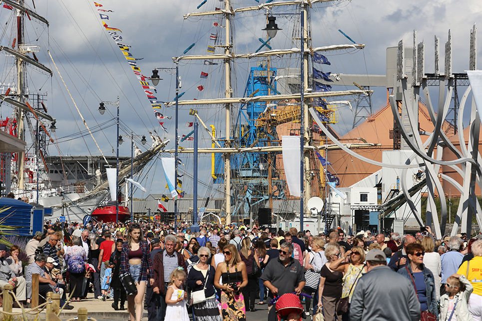 Crowds gather for day one of the North Sea Tall Ships Regatta 2016.