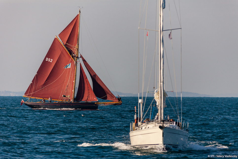 Jolie Brise and Peter von Danzig at the race start of RDV2017 in Torbay.