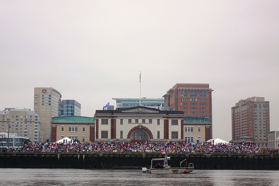Sail Boston parade of sail crowds
